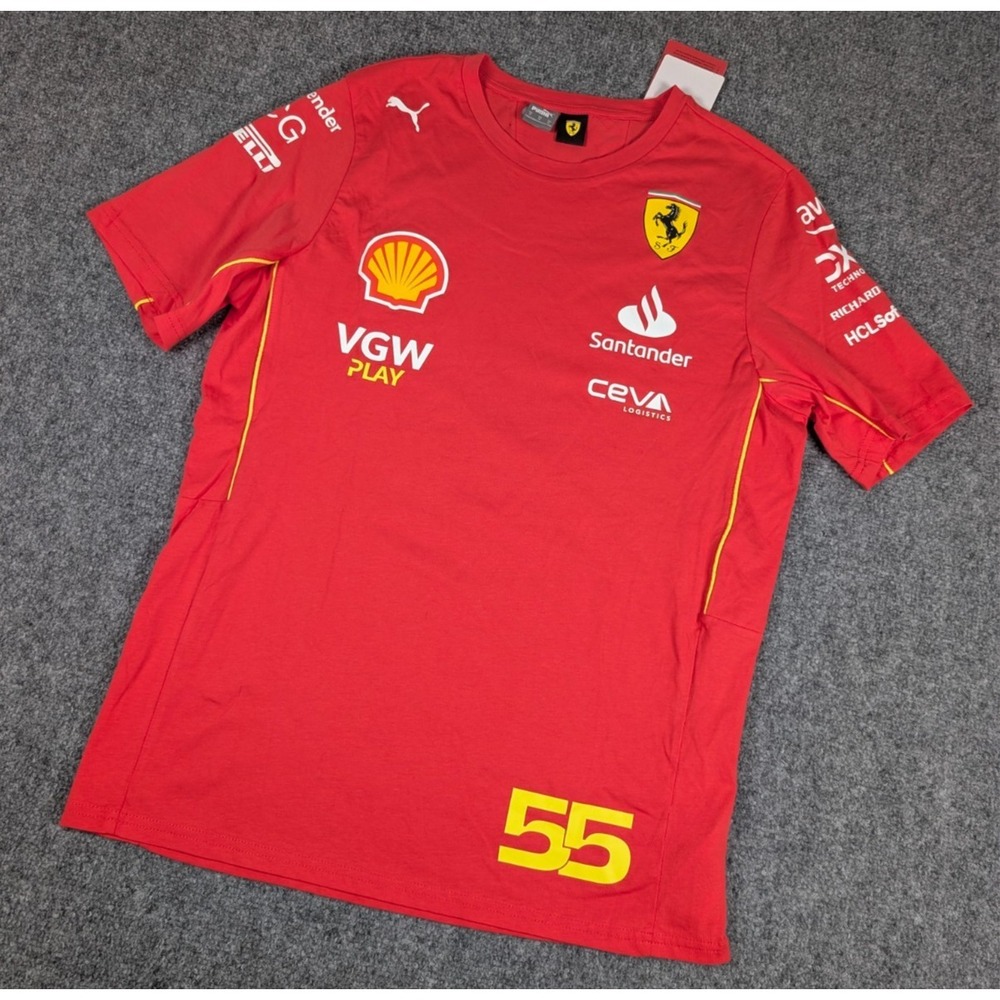 Puma x Scudieria Ferrari Sainz Tee Shirt Mens Medium Red 2024 Racing NEW